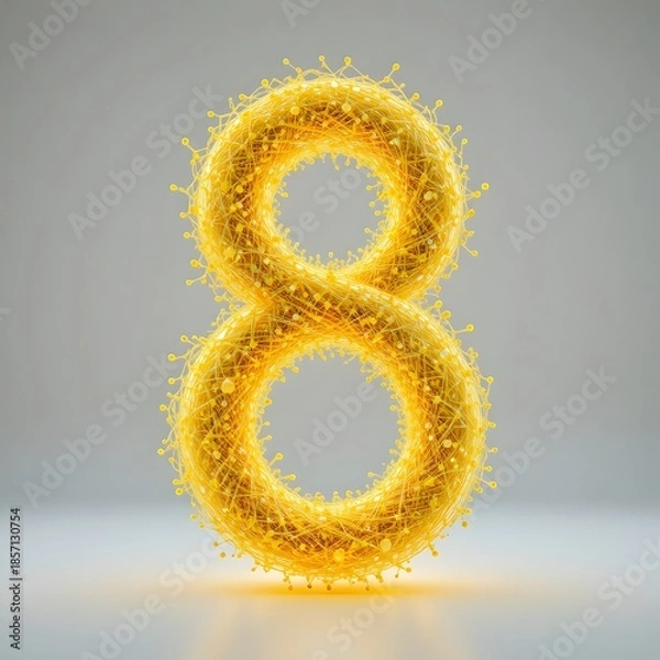 Obraz yellow 3d number eight