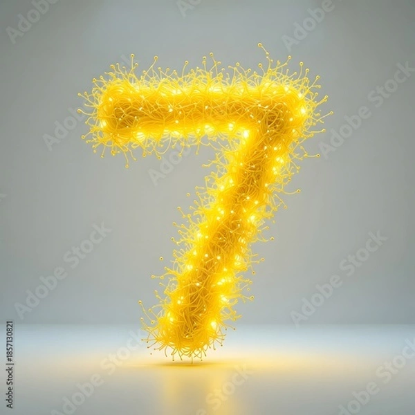 Obraz yellow 3d number seven