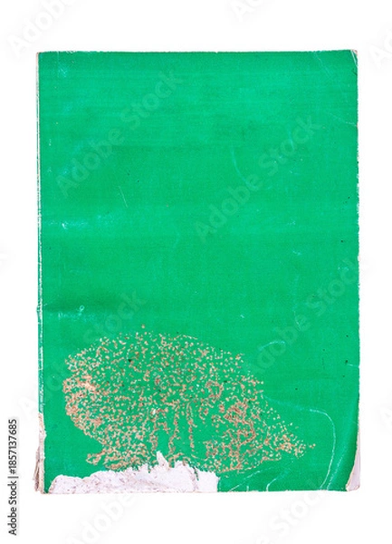 Obraz old empty green book isolated on white