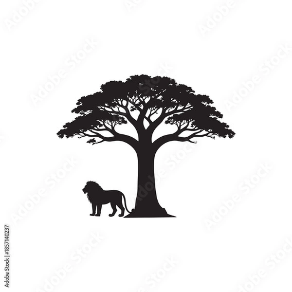 Obraz black and white lion