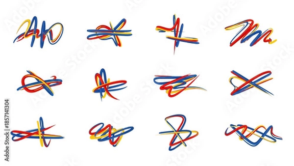 Fototapeta Abstract Colorful Hand-Drawn Scribble Lines and Shapes Collection.