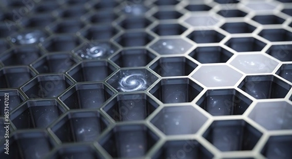 Obraz Abstract honeycomb pattern with glowing elements representing energy cells