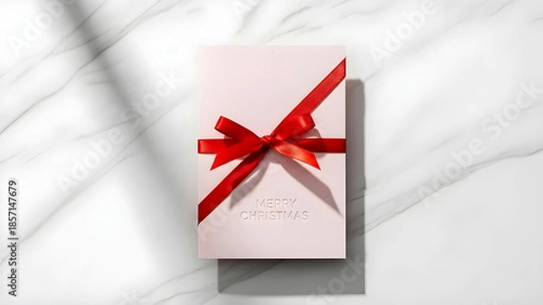 Obraz white gift box with ribbon
