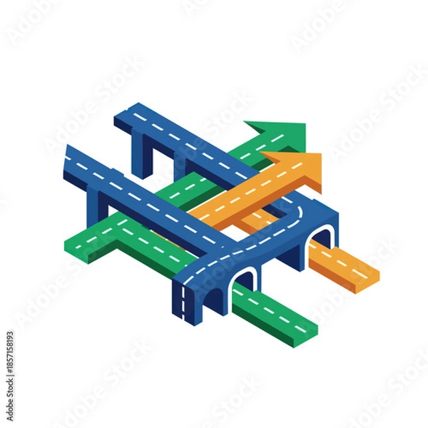 Fototapeta Multi Level Highway Interchange Roads.