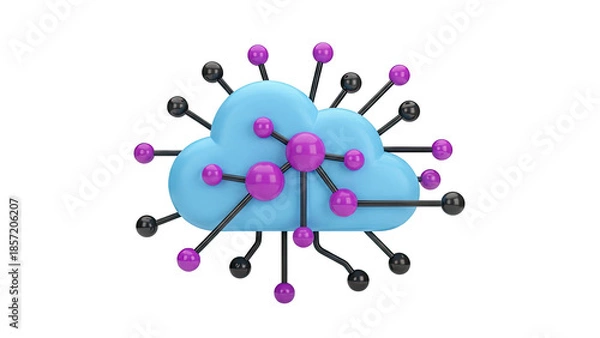 Fototapeta Cloud network connection with nodes on transparent background