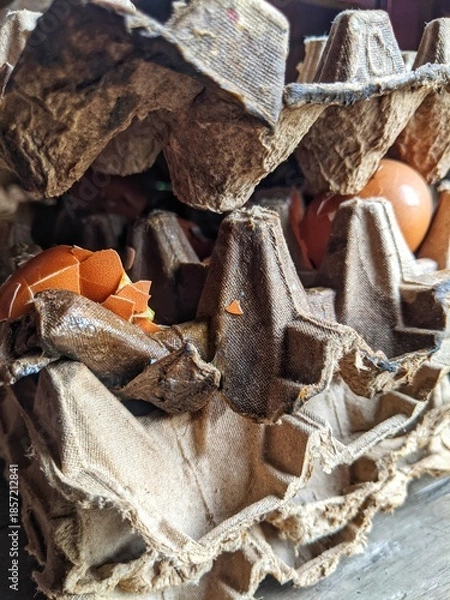 Obraz Broken eggs with shells were