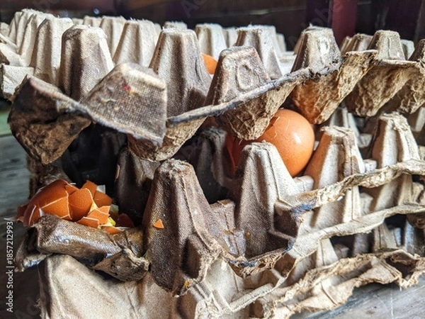 Obraz Broken eggs with shells were