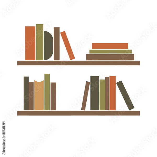 Fototapeta Stylized bookshelf with colorful books on white background