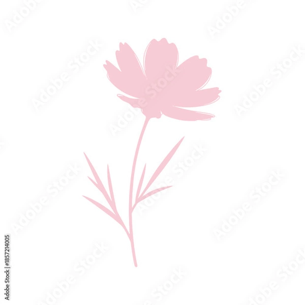 Fototapeta Simple pink flower silhouette on a white background