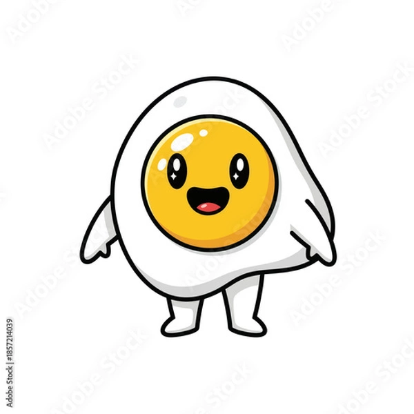 Fototapeta Happy fried egg character