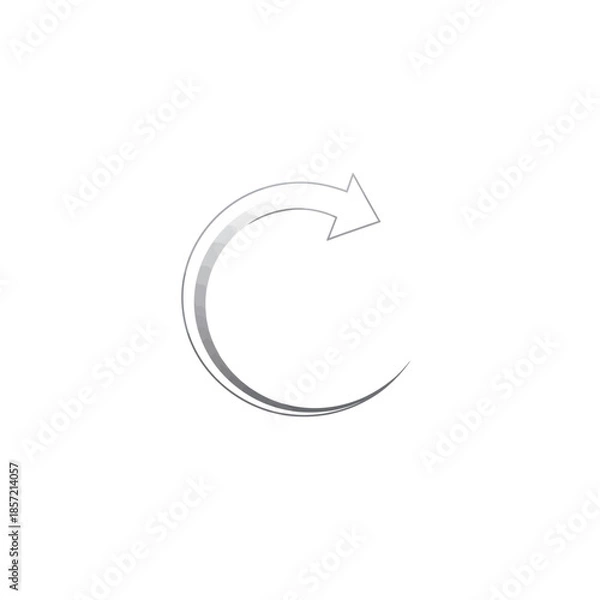 Fototapeta A circular arrow symbol on a white background.