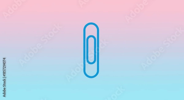 Fototapeta Blue paper clip on a pink and blue gradient background