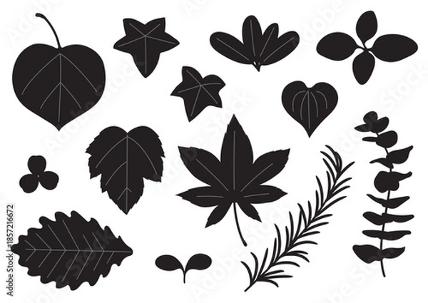 Obraz シンプルな葉っぱセット