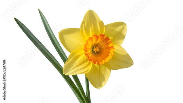 Fototapeta Yellow daffodil isolated on transparent background
