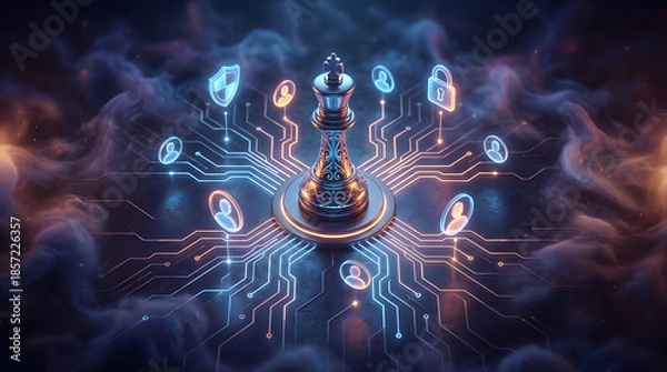 Obraz Digital strategy chess and cloud concept
