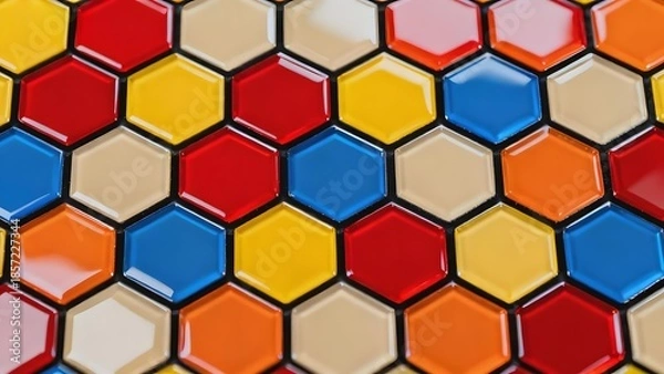 Obraz Colorful hexagonal tiles arranged in a repeating pattern