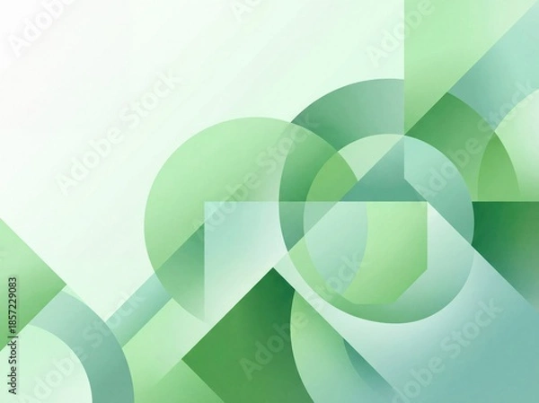 Obraz Green Geometric Overlap Pattern Refreshing Abstract Background Design Modern Shapes