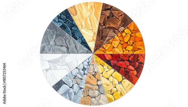 Fototapeta Segmented circle displaying textured, colorful stone variations
