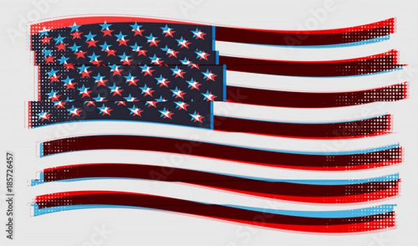 Obraz US flag. Vector illustration with glitch effect