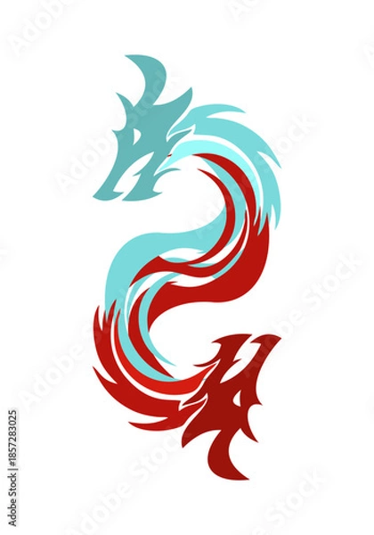 Obraz Dragon Blue Red Logo Template Design Vector