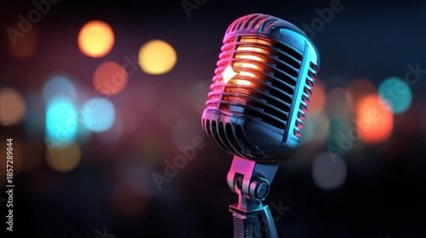 Obraz Vintage microphone lights