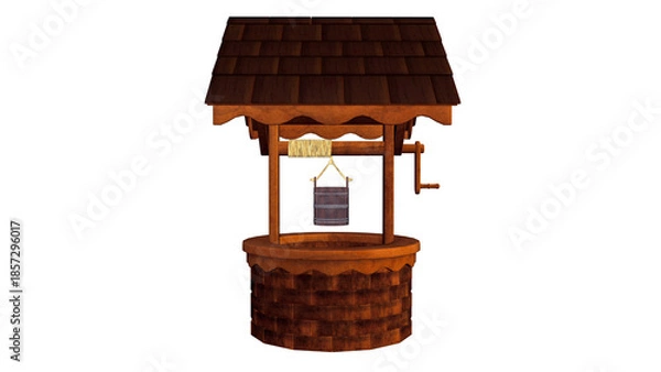 Obraz 横から見た屋根のある井戸のイラスト