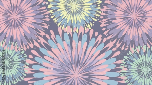 Obraz Abstract Pastel Fireworks Pattern Background with Soft Explosive Shapes