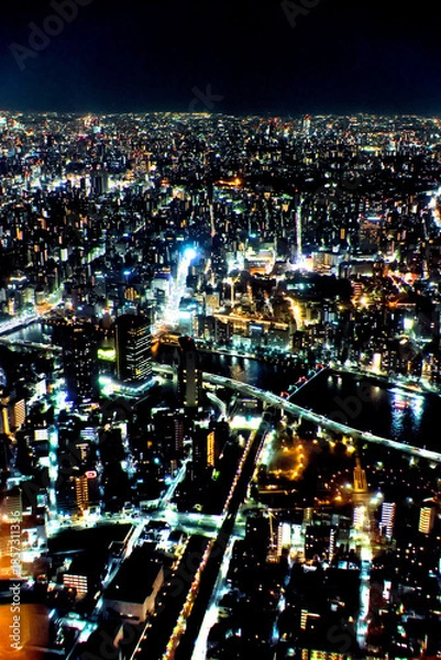 Obraz 東京スカイツリーからの眺め・夜景（西方向）