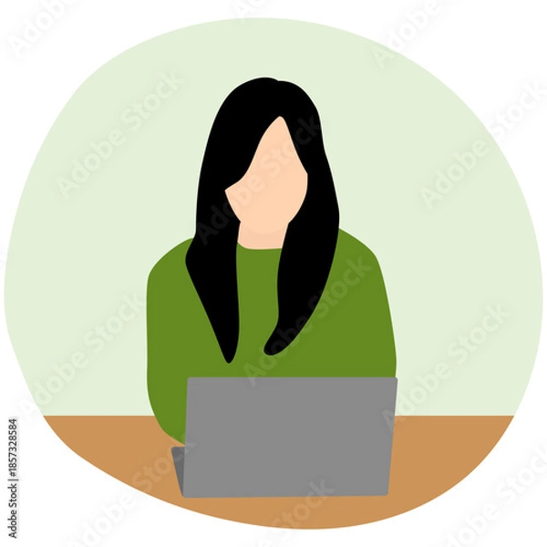 Obraz People Using Laptop Illustration