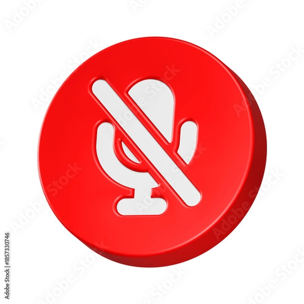 Fototapeta mute icon 3d render red circle button