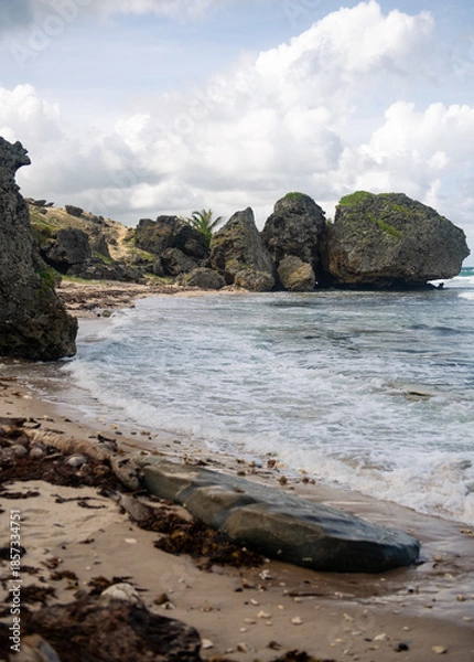 Obraz Large rock formation on Barbados Coast