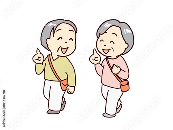 Fototapeta 元気に出かける高齢者、おしゃべりを楽しむ