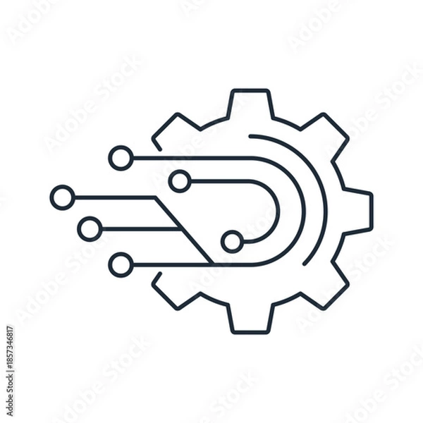 Obraz Equipment with an electronic component. Vector linear icon isolated on white background.