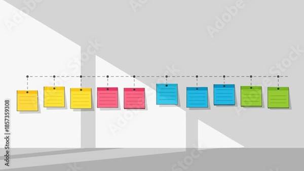 Obraz Colorful Sticky Notes in Bright Office Setup.