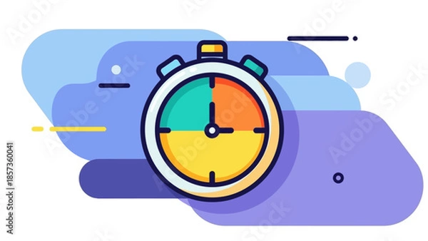 Obraz Colorful Stopwatch Illustration Emphasizing Time Management.