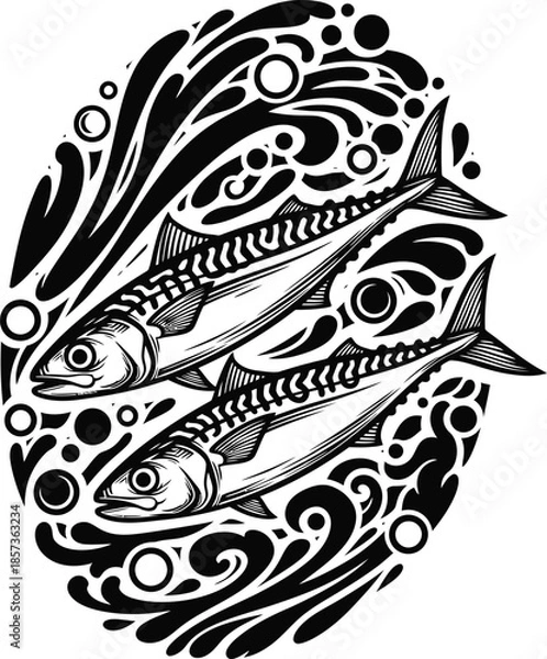 Obraz Decorative Fish Seafood Illustration Vector