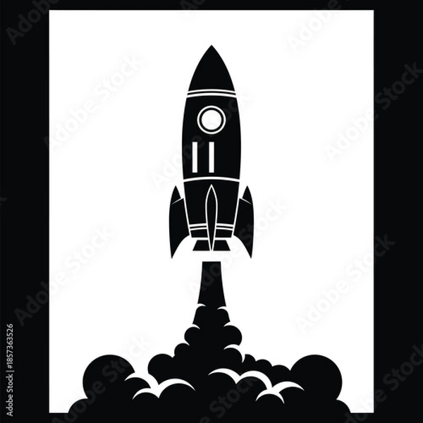 Obraz Rocket Launch Silhouette Vector Illustration