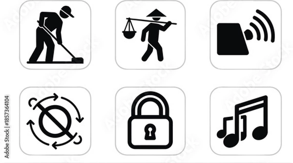 Obraz Mobile App Interface Icons Set Vector Illustration