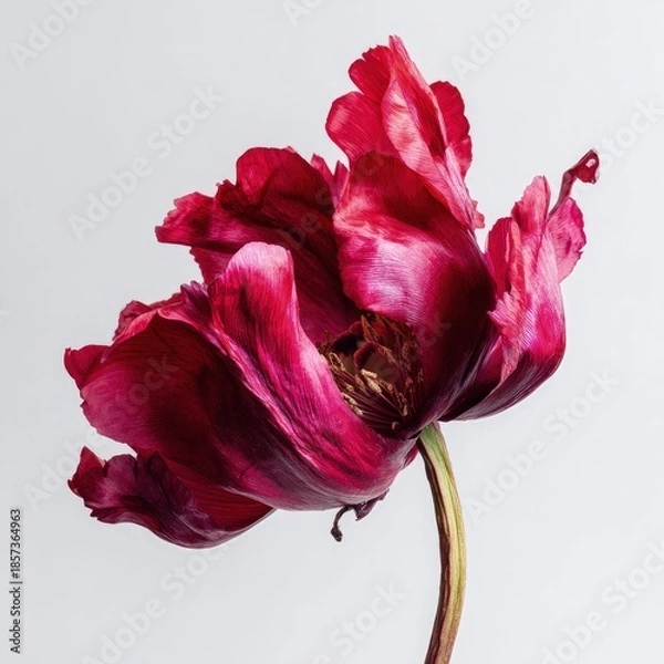 Fototapeta Dramatic Deep Red Tulip Closeup