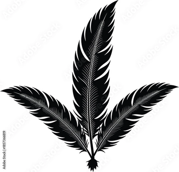 Obraz Decorative Botanical Leaf Silhouette Vector Illustration