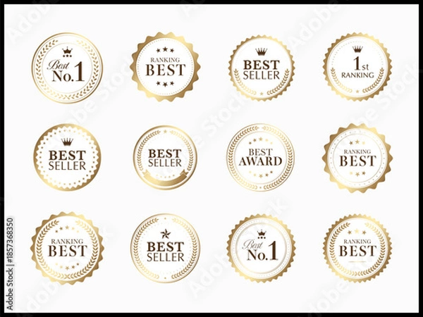 Obraz 月桂樹ランキングメダルのゴールドバナーセット