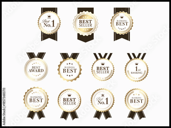 Obraz 月桂樹ランキングメダルのゴールドバナーセット