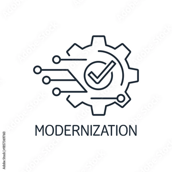 Obraz Technology modernization. Improved process. Vector linear icon isolated on white background.