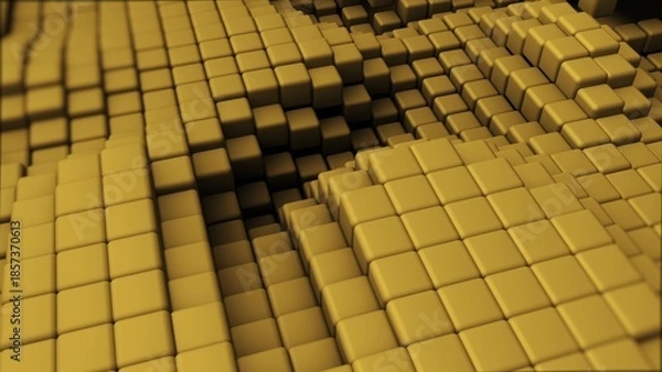 Fototapeta Yellow 3D cubes creating abstract geometric pattern