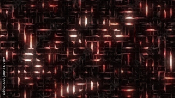Fototapeta Abstract technological circuit pattern with glowing red lights