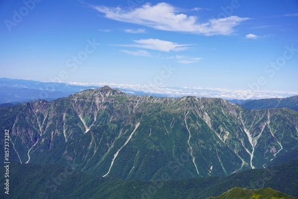 Obraz 北アルプス　奥穂高岳から望む笠ヶ岳