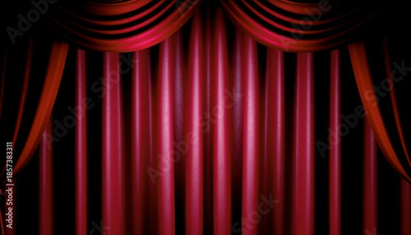 Obraz エレガントなベルベットの舞台ドレープ、劇場　舞台　カーテン　緞帳　幕　 Generative AI