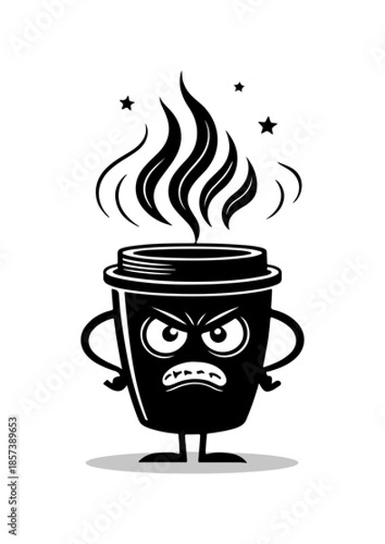 Obraz Angry Steaming Coffee Cup Mascot
