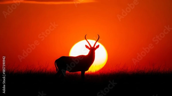 Obraz Antelope silhouette at sunset