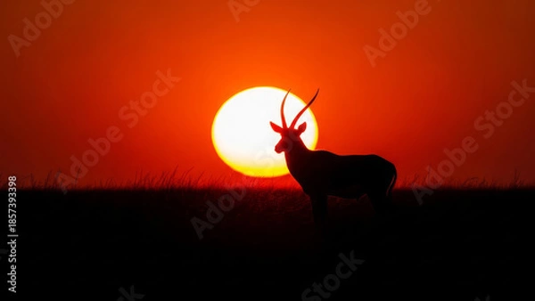 Obraz Antelope silhouette at sunset
